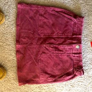 Red corduroy mini skirt